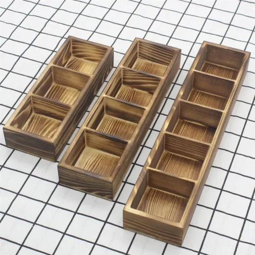 Miniatura 5 de Leadigol Caja de bolsa de té de madera, organizador de cajones de 3 partes con divisores, organizador de almacenamiento de té y alimentos