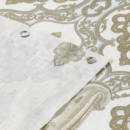 Miniatura 3 de Cortina de ducha de tela, estampado beige y tostado, cortinas de ducha con patrón de damasco bohemio de cachemira para baño, cortinas de baño Hudson
