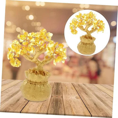 Miniatura 2 de Garneck Adornos de árbol de la suerte de cristal de 7.5 in para árbol de dinero, Feng Shui, estilo bonsái, adornos de riqueza para el hogar, tienda