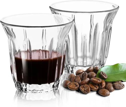 Juego de 2 tazas de vidrio transparente de 3 onzas para café/leche, tazas de café aisladas, accesorios de espresso regulares en cocina, oficina,