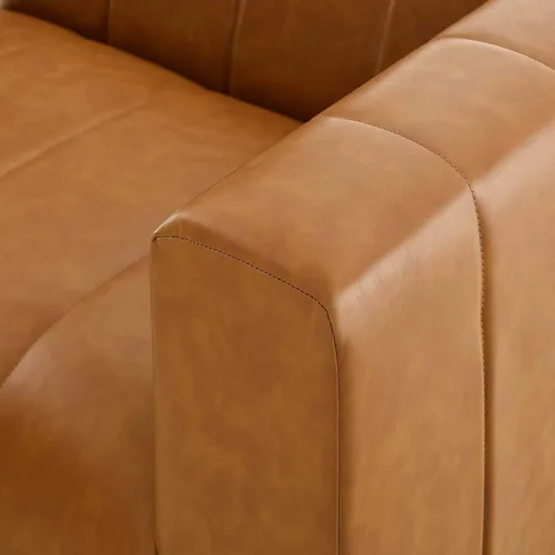 Miniatura 8 de Modway EEI-4513-TAN Bartlett - Sofá biplaza de cuero vegano de 2 piezas, color marrón