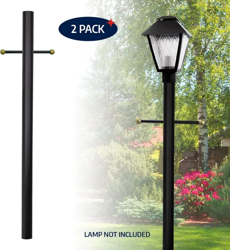 Miniatura 2 de Solus Poste de lámpara de entierro directo de 7 pies, poste de luz de aluminio para exteriores con brazo cruzado decorativo, se adapta a accesorios
