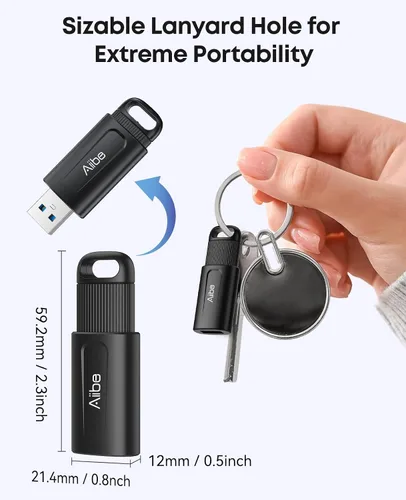 Miniatura 4 de Aiibe 64GB Flash Drive USB 3.0 Thumb Drive USB Drive Memory Stick with LED Indicator Portable Keychain, Black