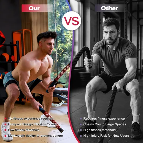 Miniatura 5 de Cuerdas de batalla sin cuerda mejoradas para gimnasio en casa, cuatro cables de entrenamiento ajustables de 1.7 a 2.8 libras, cables