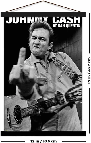 Miniatura 2 de Scorpio Posters Johnny Cash - Mini póster de San Quentin, con licencia oficial, 11 x 17 pulgadas, con soporte para póster de madera negra