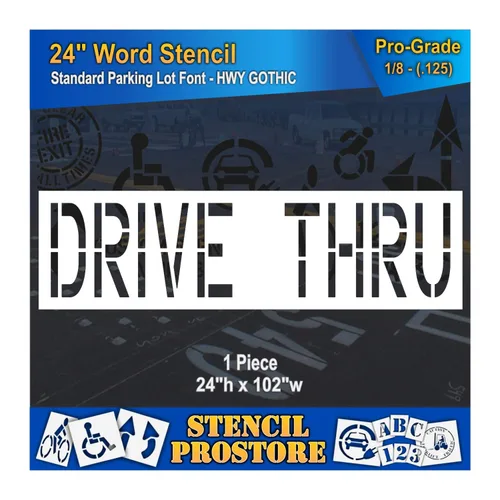 Plantillas de marcado de pavimento – Plantilla Drive Thru de 24 pulgadas – 24 pulgadas x 101 pulgadas x 1/8 pulgadas (128 mil) – Grado profesional