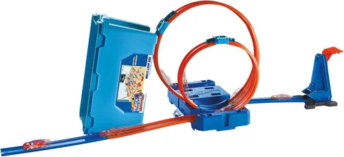 Miniatura 3 de Hot Wheels Track Builder Playset Multi Loop Box, 10 pies de pista y 1 auto de juguete a escala 1:64, cuenta con caja de almacenamiento