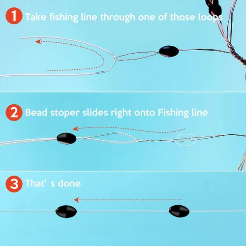 Miniatura 4 de Tapón de goma de pesca Bobber Peg Sinker Stopper Black Oval Bead Texas Rig Flotadores de peso detiene la durabilidad Voltear Terminal Accesorios