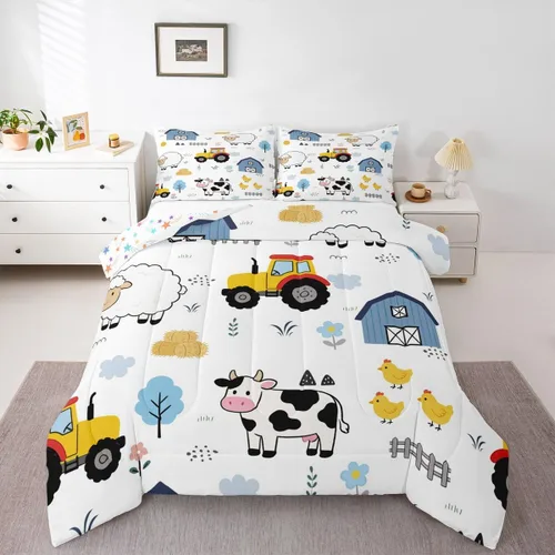 Miniatura 28 de Erosebridal Juego de ropa de cama de oso polar, tamaño individual, juego de edredón de oso blanco con patrón de animales, edredón de microfibra Oso