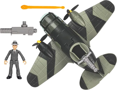 Indiana Jones Worlds of Adventure Doctor Jürgen Voller - Juego de figuras de acción con avión, 2.5 pulgadas, figuras de acción para niños a partir