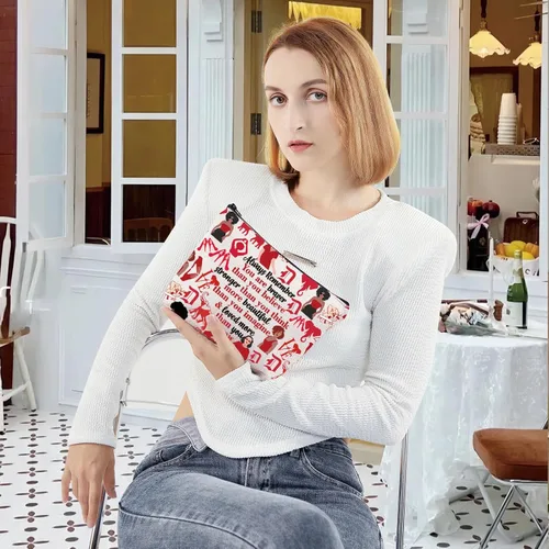 Miniatura 6 de LEVLO Bolsa de maquillaje de hermandad de elefante rojo, regalos inspirados en hermandad, eres más valiente y más inteligente de lo que piensas