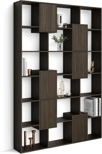Miniatura 31 de Mobili Fiver, Iacopo XS Estantería con puertas de panel (63.31 x 31.5 pulgadas), color negro Ashwood, Made in Italy
