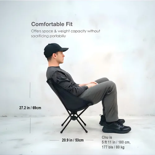 Miniatura 2 de Silla de camping compacta esencial ligera y portátil, resistente con marco X, capacidad de 265 libras, plegable con bolsa de transporte, Rojo Marte