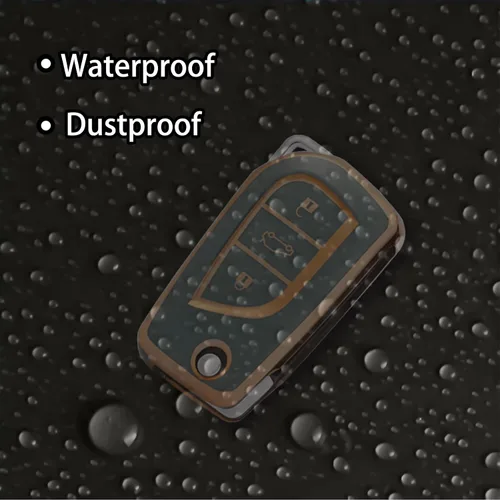 Miniatura 5 de Compatible con funda para llavero Toyota con patrón dorado, TPU suave, protección de 360 grados, para llave inteligente Fortuner Tundra Camry RAV4