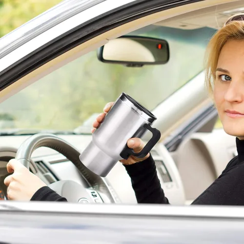 Miniatura 3 de Taza de calefacción para automóvil, hervidor eléctrico de acero inoxidable, calentador de taza de café portátil de 12 V, calor hasta 149.0 °F, taza