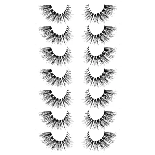 Miniatura 17 de Onlyall Pestañas de ojo de gato, pestañas de visón, pestañas esponjosas, pestañas postizas de ojo de gato, pestañas de ojo de zorro, 7 pares F02