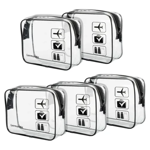 Miniatura 15 de Bolsa de aseo transparente Lermende aprobada por la TSA, bolsa de viaje de mano, bolsa de equipaje de mano de un cuarto, tamaño 3-1-1, bolsa de aseo