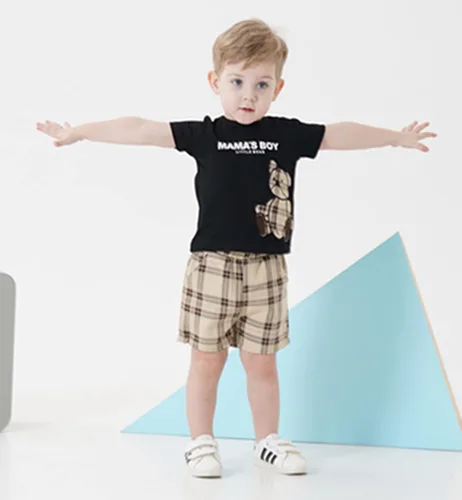 Miniatura 26 de Conjunto de ropa de verano para bebé y niño, camiseta de manga corta de algodón, pantalones cortos de dinosaurios, conjunto de ropa para niño