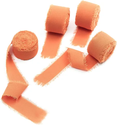 Miniatura 12 de 4 rollos de cinta de seda hecha a mano con flecos de 1.5 pulgadas x 5 yardas (4 rollos de 20 yardas) para invitaciones de boda, ramos de novia