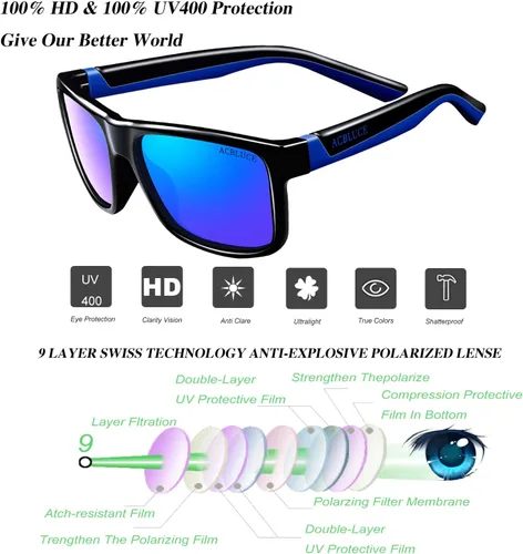 Miniatura 3 de ACBLUCE Gafas de sol para niños y niñas polarizadas para niños y jóvenes de goma flexible para niños de 6 a 12 años