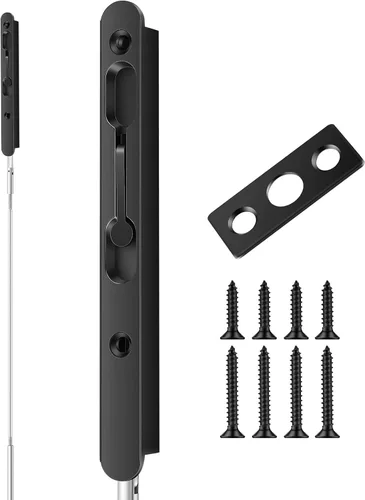 Miniatura 7 de Blulu 1 perno empotrado de palanca abatible extendida de 18 pulgadas para puerta doble, extralarga y resistente, aleación de zinc francesa