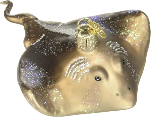 Old World Christmas Stingray - Adorno de cristal soplado para árbol de Navidad, decoración navideña artesanal, colección de mar