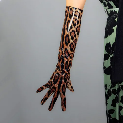 Miniatura 2 de Guantes largos de látex para mujer, de piel sintética, aspecto húmedo, 20 pulgadas