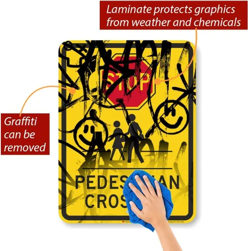 Miniatura 7 de SmartSign Letrero "Stop - Peatón Crossing" 18" x 24" 3M de aluminio reflectante de alta intensidad