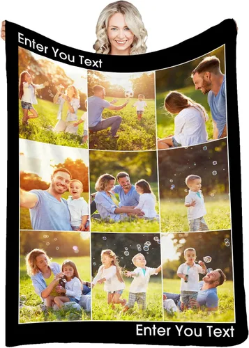 Miniatura 22 de Manta personalizada con fotos, texto, fotos personalizadas, mantas para adultos y niños, cumpleaños familiar, 1 foto, 50 x 40 pulgadas