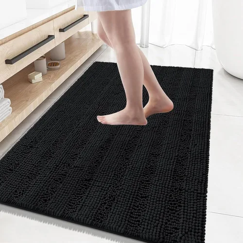 Miniatura 172 de Grandaily Alfombras de baño de felpilla a rayas de 24 x 16 pulgadas, extra gruesas y suaves, absorbentes, parte trasera de goma, alfombra de ducha