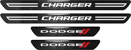 Miniatura 3 de iPick Image Para Dodge Charger - Juego de 4 placas universales de fibra de carbono real, color negro, con licencia
