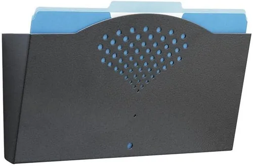 Miniatura 3 de Safco Estante de pared de acero de tres bolsillos tamaño carta 3172BL, acabado de recubrimiento en polvo negro, construcción duradera de acero