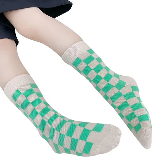 Miniatura 4 de Calcetines tobilleros de algodón a cuadros para niñas y niños pequeños unisex