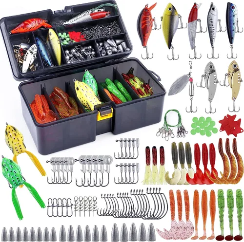 Miniatura 12 de PLUSINNO Señuelos de Pesca Caja de Aparejos de Pesca Regalos de Pesca para Hombres, Lubina, Trucha Kit de Accesorios de Pesca para Agua Salada