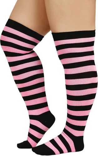 Miniatura 2 de Calcetines de arco iris para mujer, a rayas, hasta la rodilla, medias altas hasta el muslo, calcetines casuales de tubo para disfraz, calentadores