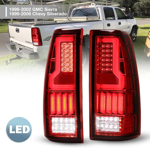 Miniatura 5 de Luces traseras LED para Chevrolet Silverado 1500 2500 3500, 99-02 GMC Sierra 1999-2006, repuesto de 1 par de lentes transparentes