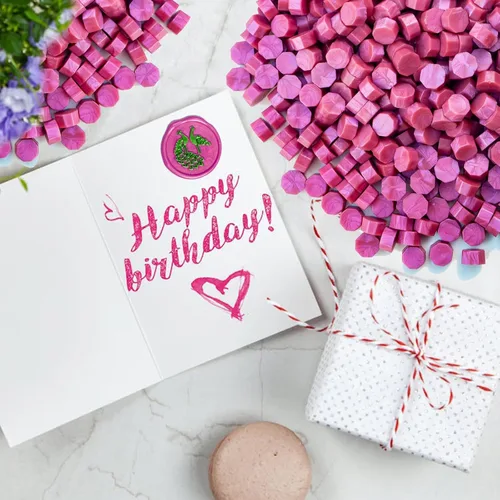 Miniatura 3 de Cuentas de sello de cera de alta calidad, 520 bolitas de sellado rosa rosa para cartas, tarjetas de felicitación, botellas de vino y manualidades