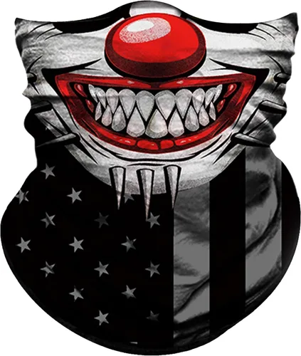 Miniatura 42 de Obacle Bandana máscara facial cuello polaina tubo máscara hombres mujeres para protección solar contra el polvo Bandera de calavera blanca y negra