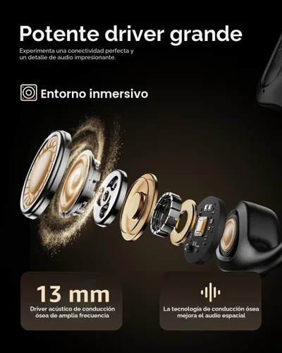 Miniatura 3 de PSIER - Auriculares de conducción ósea, auriculares Bluetooth 6.0 de oreja abierta, auriculares inalámbricos de 10 horas de reproducción