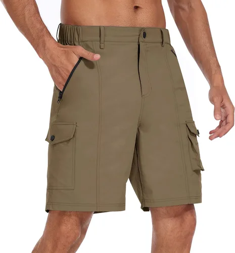 MoFiz Pantalones cortos tipo cargo de senderismo para hombre, de secado rápido, para acampar al aire libre, con múltiples bolsillos, ligeros,