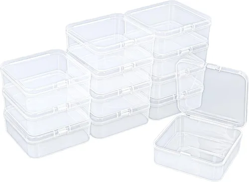 Miniatura 11 de Goodma 30 contenedores cuadrados vacíos de plástico transparente con tapas con bisagras para objetos pequeños y otros proyectos de manualidades