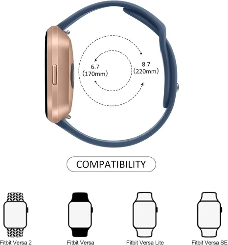 Miniatura 2 de AK Correas de silicona compatibles con Fitbit Versa 2, correas clásicas suaves de repuesto para reloj inteligente Fitbit Versa (azul abismo)