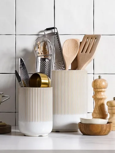 Miniatura 16 de LE TAUCI Morden - Soporte para utensilios de cocina de cerámica de 7.3 + 5.4 pulgadas para encimera, utensilios de cocina grandes para encimera