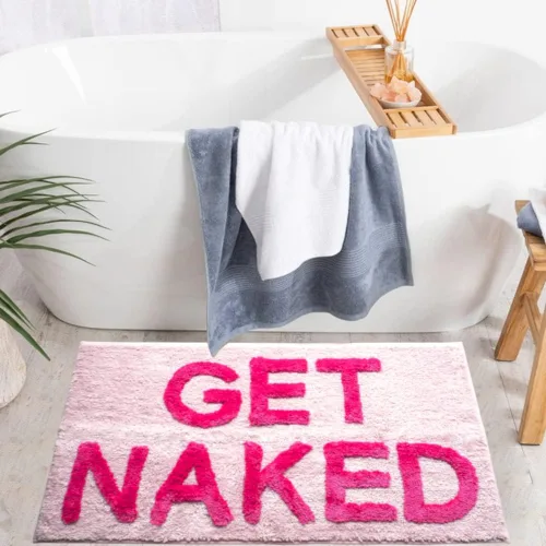 Miniatura 2 de Evovee Alfombra de baño de 20 x 31.5 pulgadas, divertida y bonita, alfombra de baño con texto "Get Naked", divertida decoración de baño, divertida