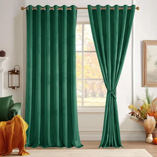 Miniatura 135 de JIUZHEN - Cortinas de terciopelo gris de 63 pulgadas opacas para sala de estar - Cortinas gruesas de terciopelo con ojales para ventana