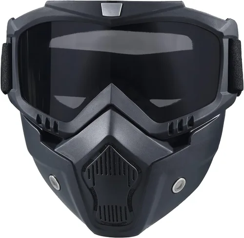 Miniatura 11 de Máscara de Paintball Anti-Vaho, Gafas para Casco de Motocicleta con Máscara Facial Extraíble, Gafas de Motocross Ajustables Transparente