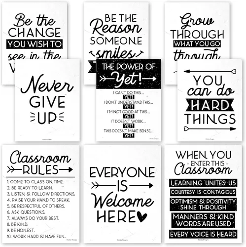 Miniatura 18 de Hadley Designs Póster motivacional para decoración de aula, 9 pósteres de aula de mentalidad de crecimiento, decoración de pared inspiradora