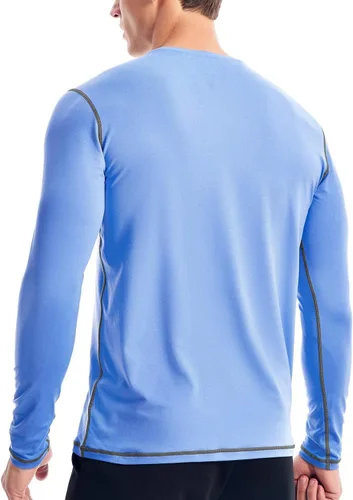 Miniatura 3 de Zengjo Camiseta de capa base para hombre, manga larga, atlética, para correr, ligera