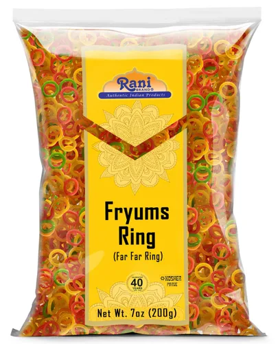 Rani Far Far / Fryums (pellet de trigo y tapioca) Forma de anillo de 7 onzas (7.05 oz) ~ Vegano, Kosher, sin cocinar, utilizado para hacer papad,