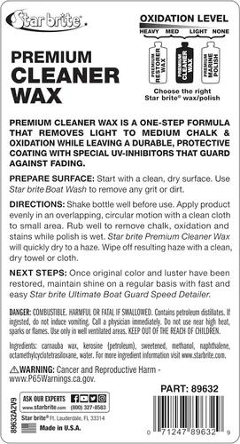 Miniatura 2 de STAR BRITE Cera limpiadora de un solo paso con protección UV, elimina la tiza y la oxidación de fibra de vidrio, metales y superficies pintadas